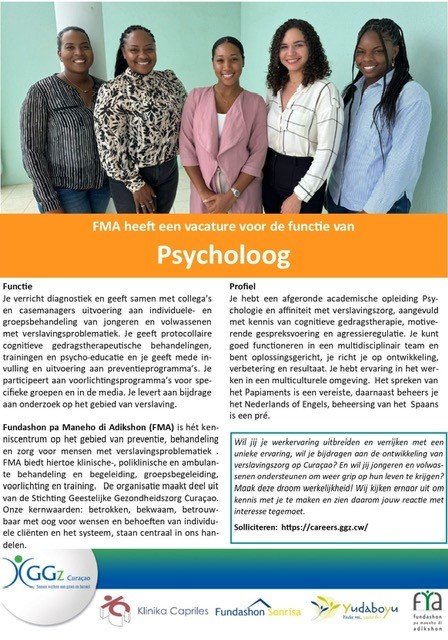 Vacature psycholoog verslavingszorg curaçao